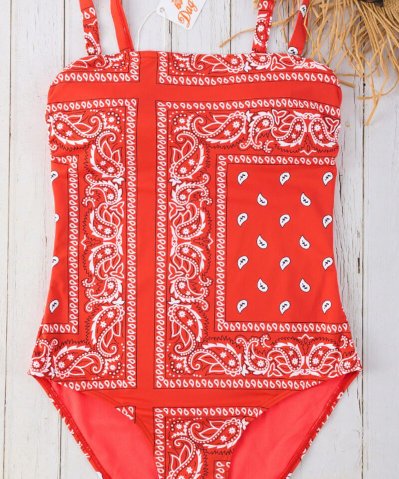 maillot 1 piece bandana rouge