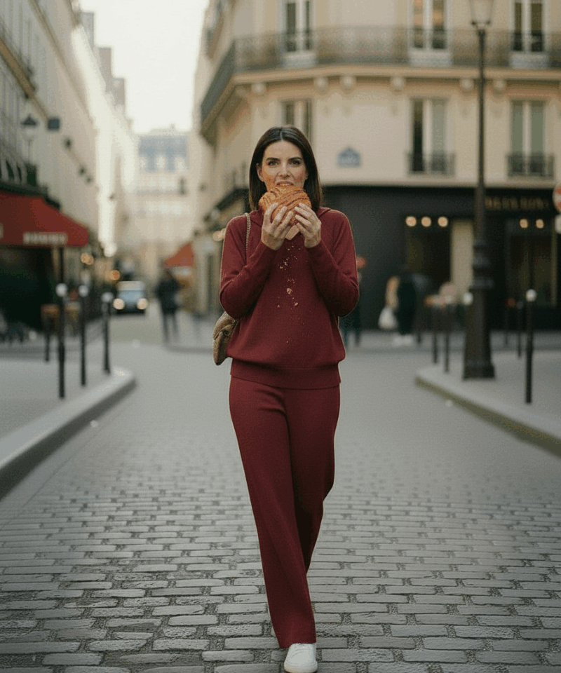 Ensemble cocooning en maille bordeaux