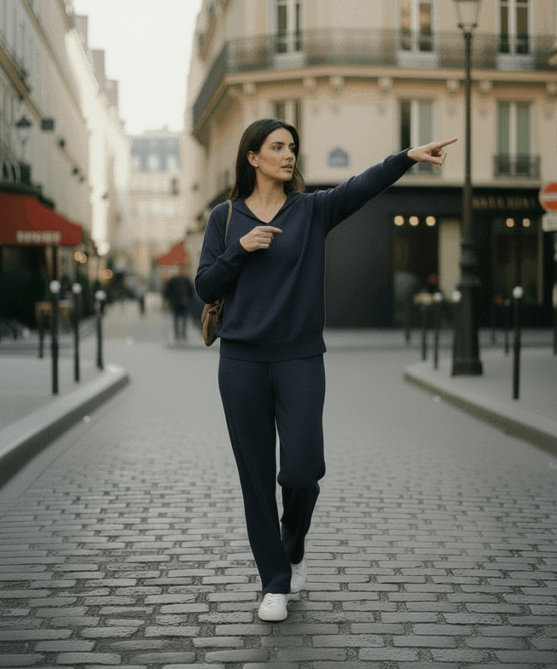 Ensemble cocooning en maille marine