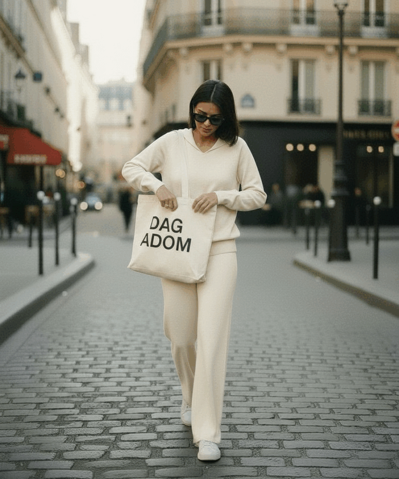 Ensemble cocooning en maille creme